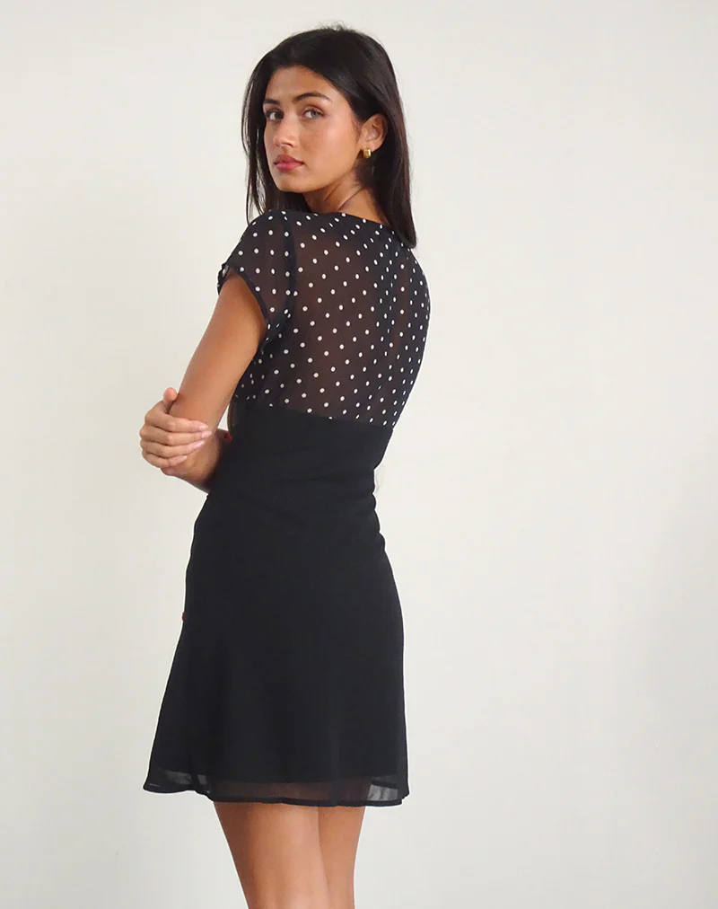 Lovita Mini Dress in Basic Polka Black - Image 4