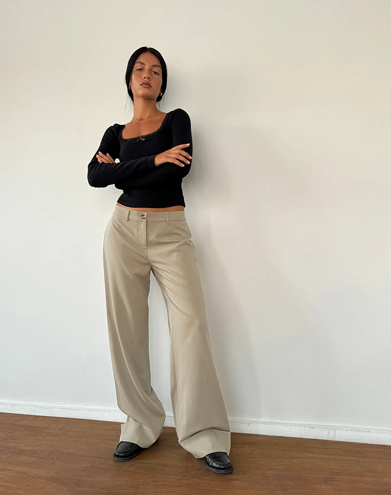 Abba Low Rise Trousers in Stone - Image 4