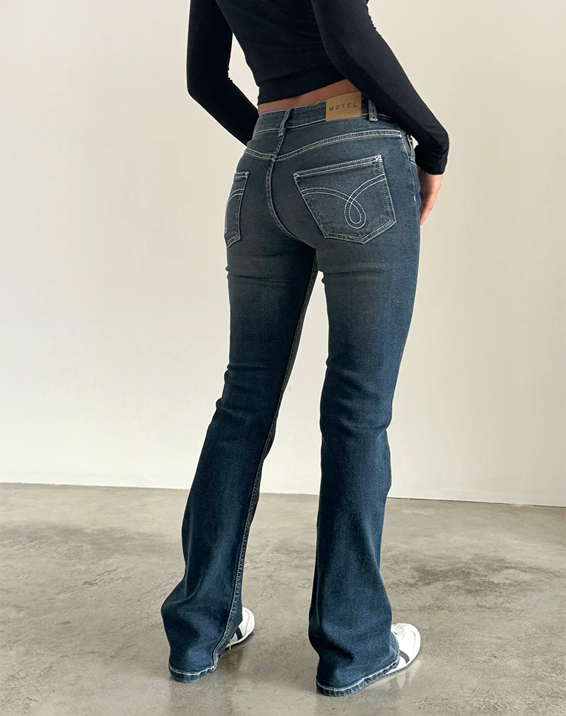 Low Rise Bootleg Jeans in Heavy Stitch Vintage Indigo - Image 3