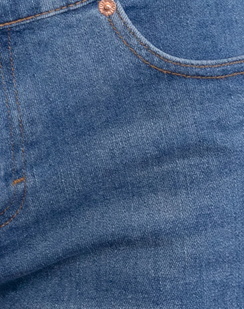Low Rise Denim Hot Pants in Bay Blue - Image 6