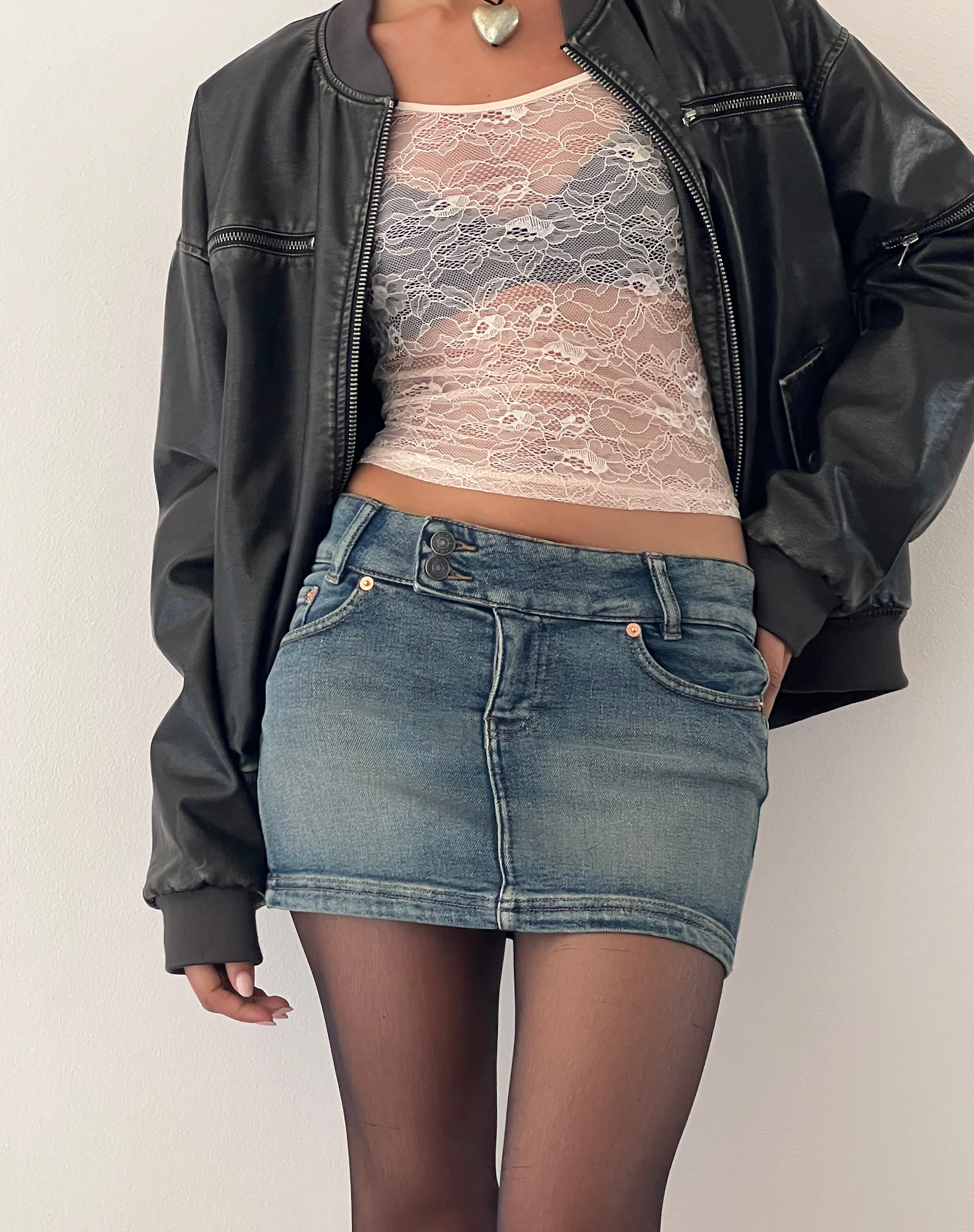 Low Rise Denim Mini Skirt in Desert Wash - Image 2