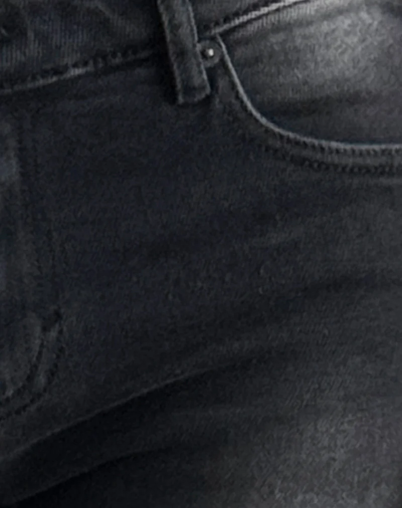 Low Rise Flared Jeans in Extreme Black - Image 5