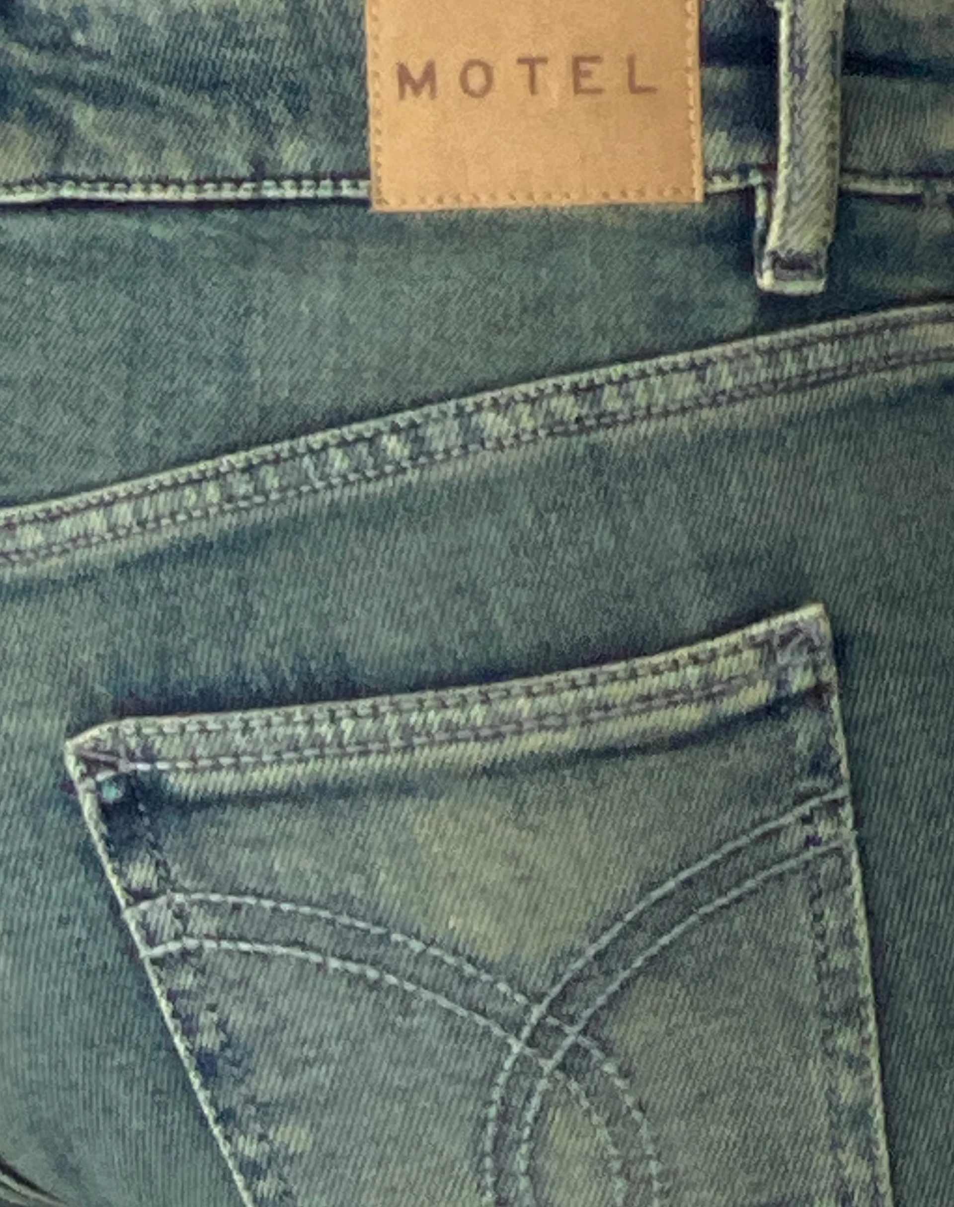 Low Rise Flared Jeans in Green Wash - Image 5