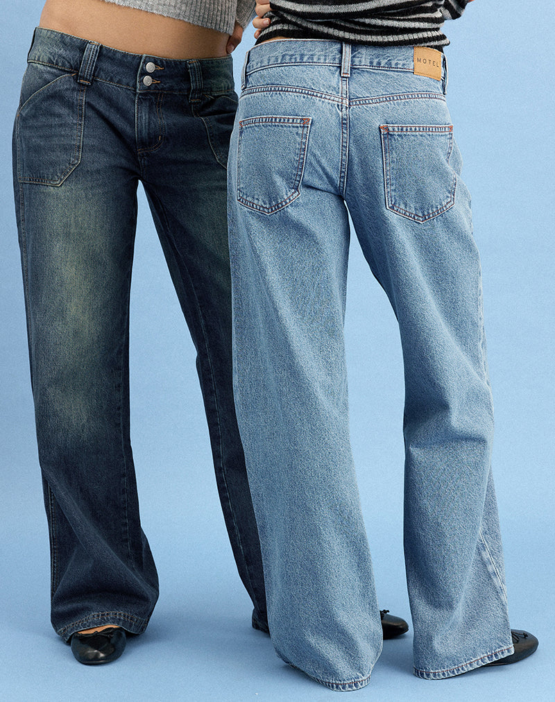 Low Rise Parallel Jeans in Blue Stone - Image 4