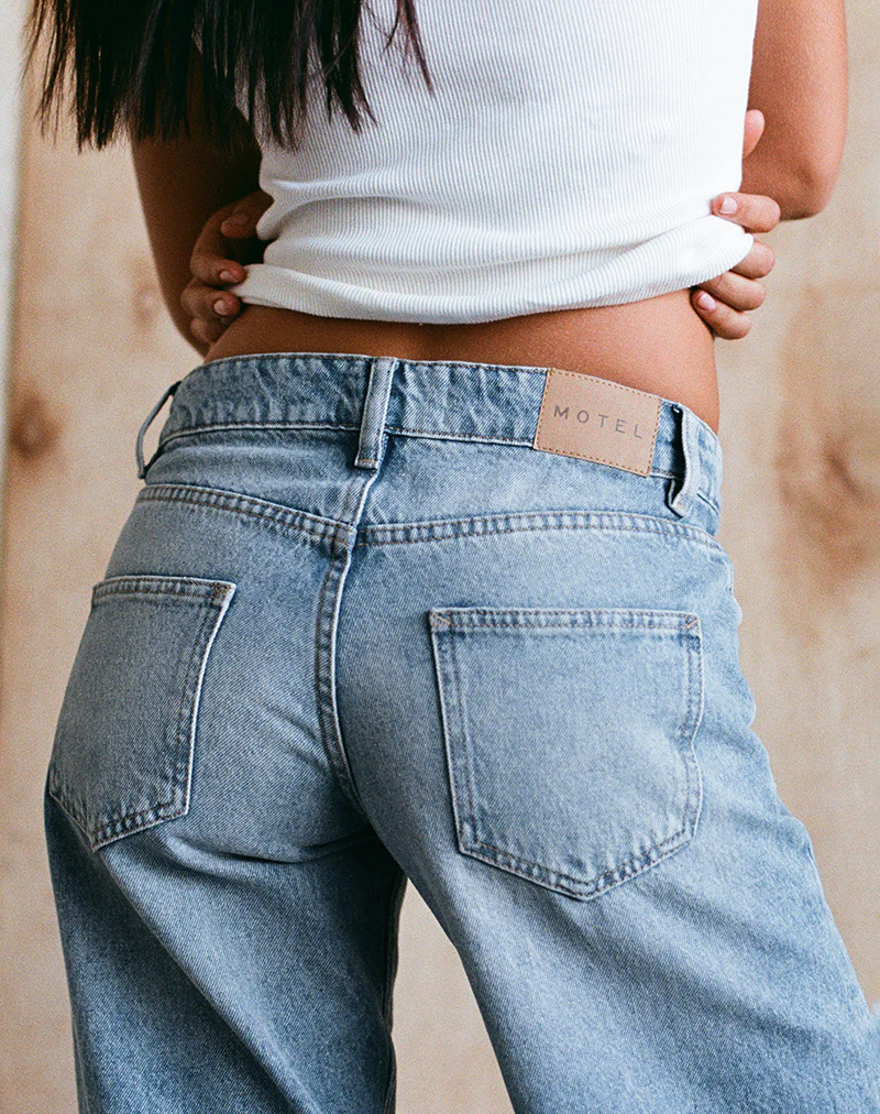 Low Rise Parallel Jeans In Bright Blue Used - Image 2