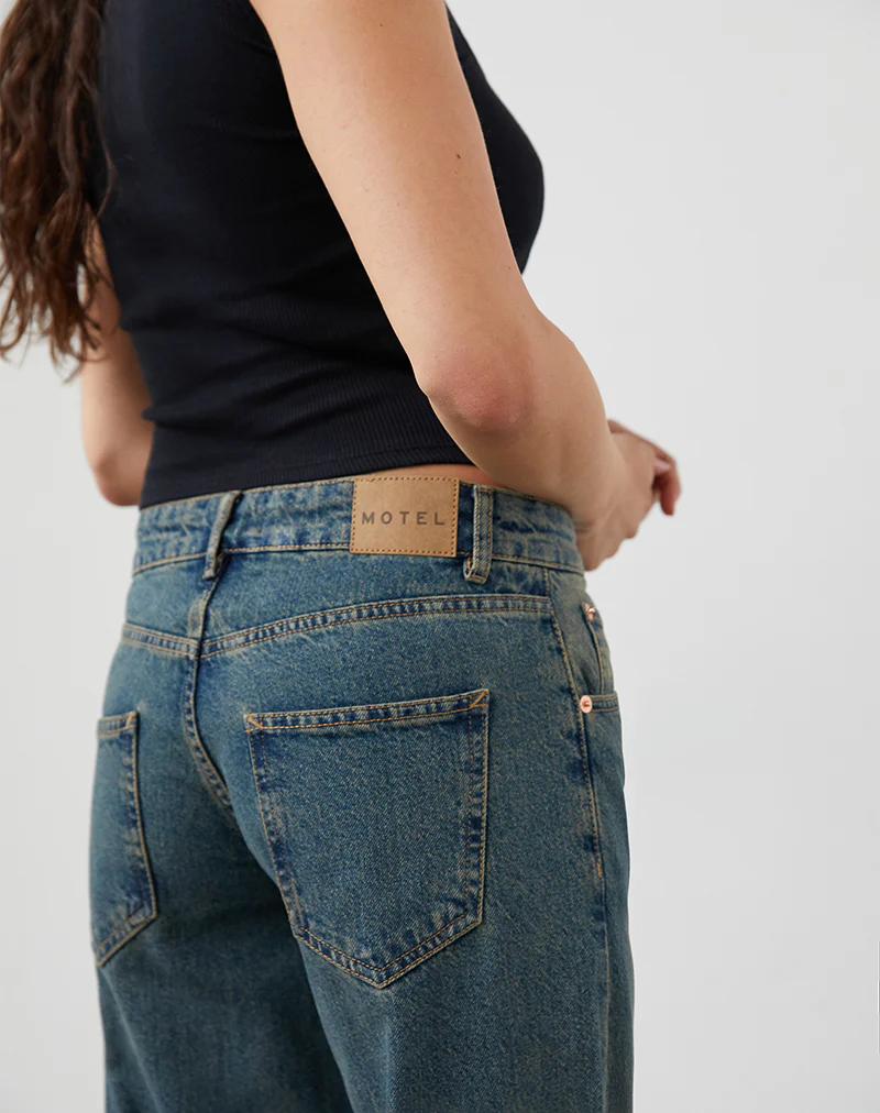 Low Rise Parallel Jeans in Brown Blue Acid - Image 4