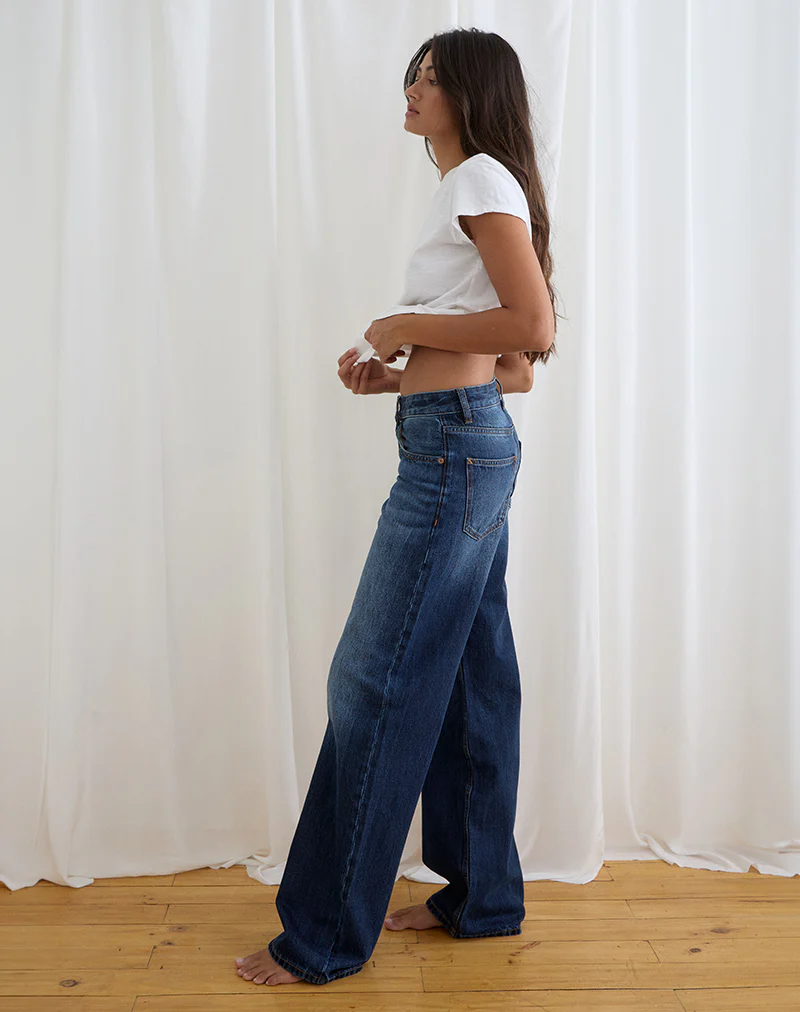 Low Rise Parallel Jeans in Dark Blue - Image 3