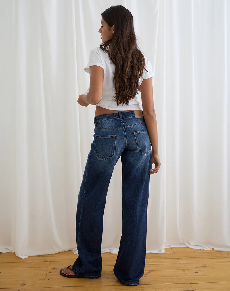 Low Rise Parallel Jeans in Dark Blue - Image 7