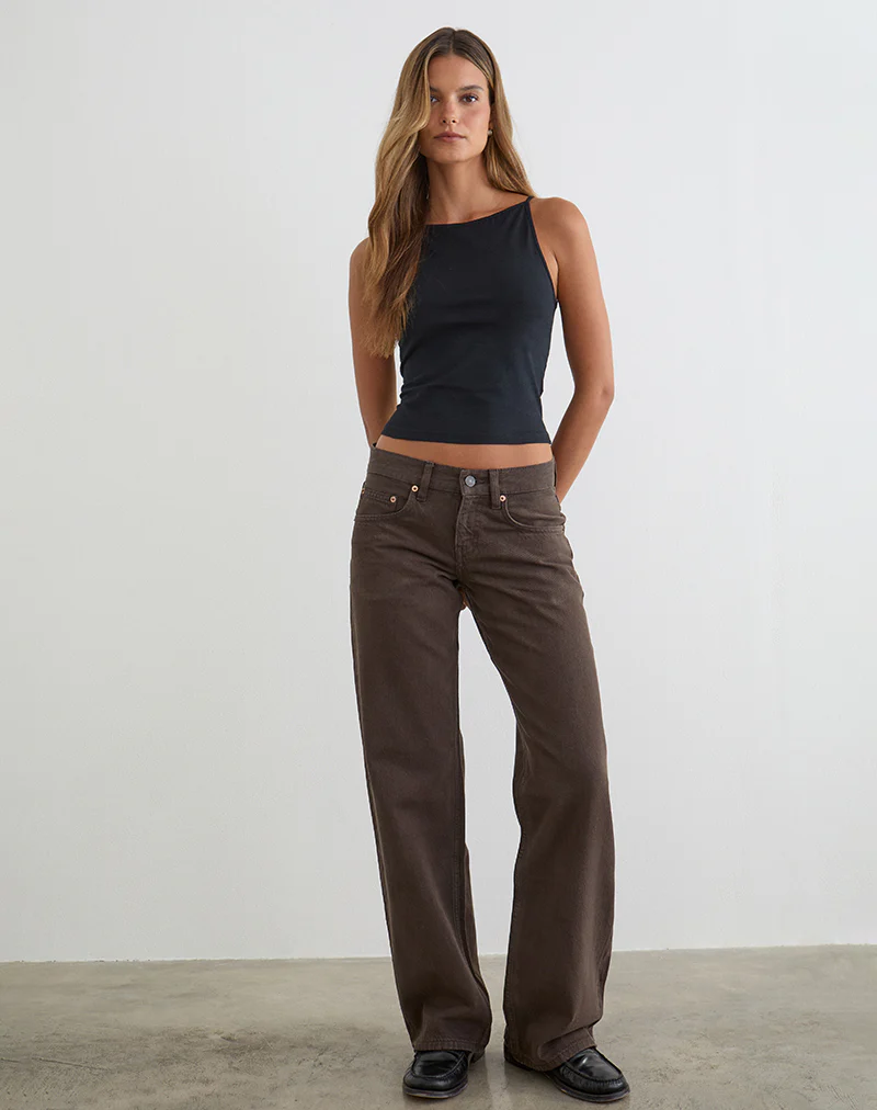 Low Rise Parallel Jeans in Dark Chocolate - Image 4