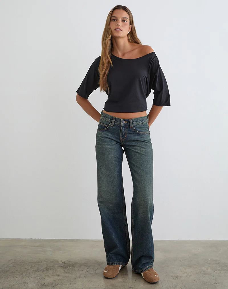 Low Rise Parallel Jeans in Dirty Green - Image 3