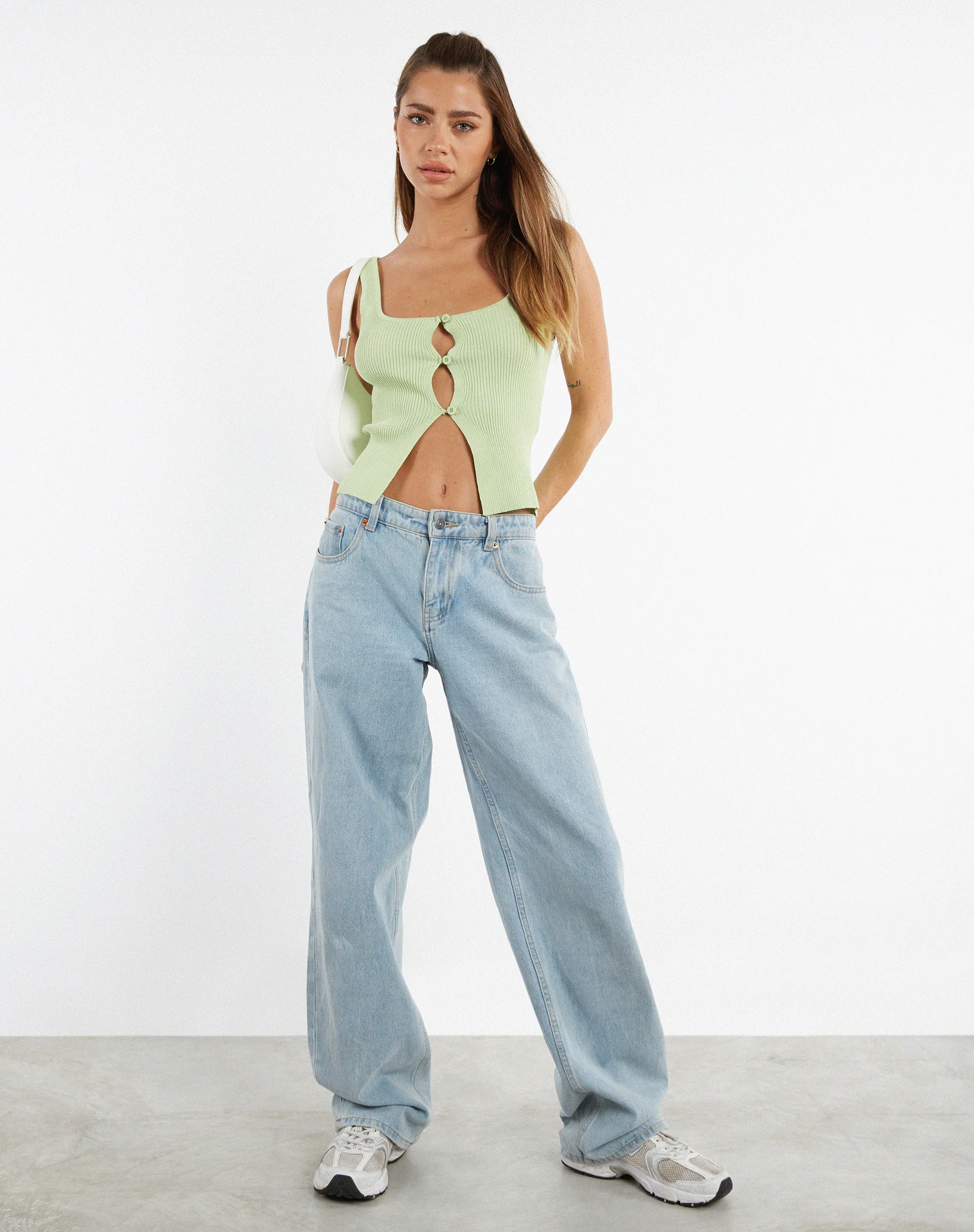 Low Rise Parallel Jeans in Extra Light Wash Blue - Image 3