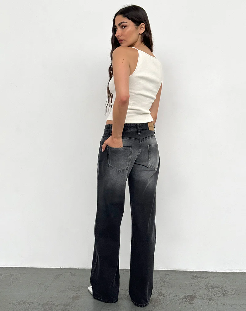 Low Rise Parallel Jeans In Extreme Black Wash - Image 3