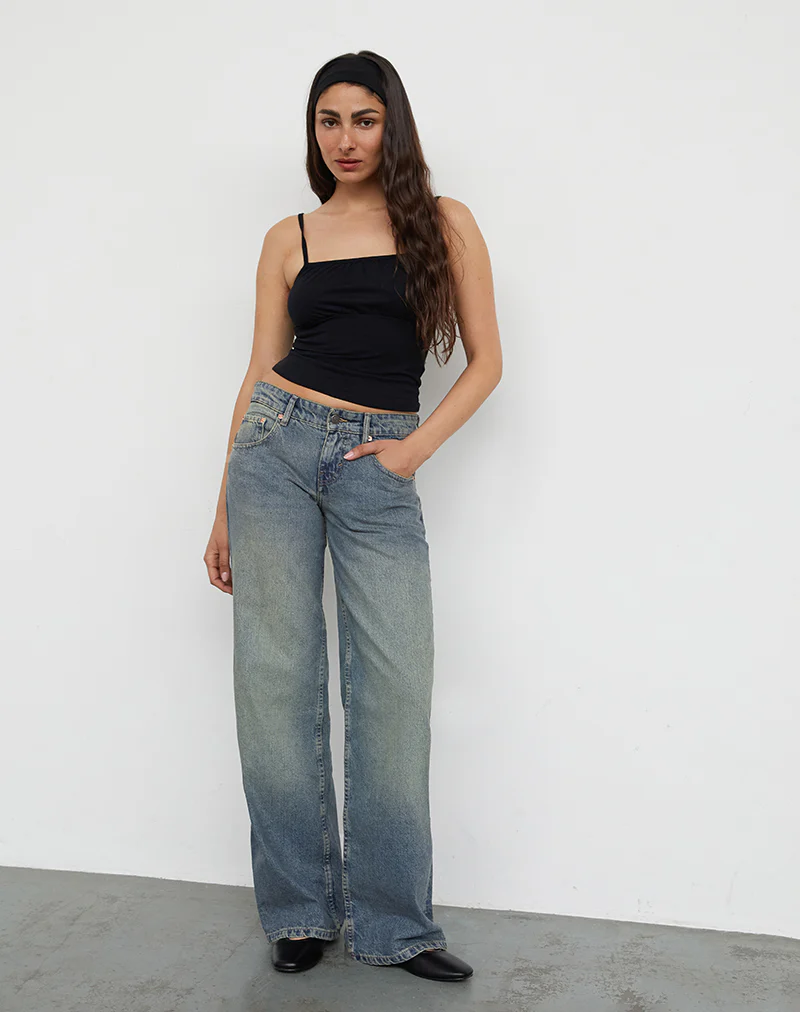 Low Rise Parallel Jeans in Extreme Blue Green - Image 2