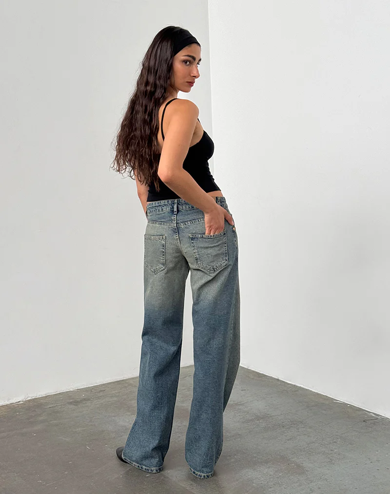 Low Rise Parallel Jeans in Extreme Blue Green - Image 3
