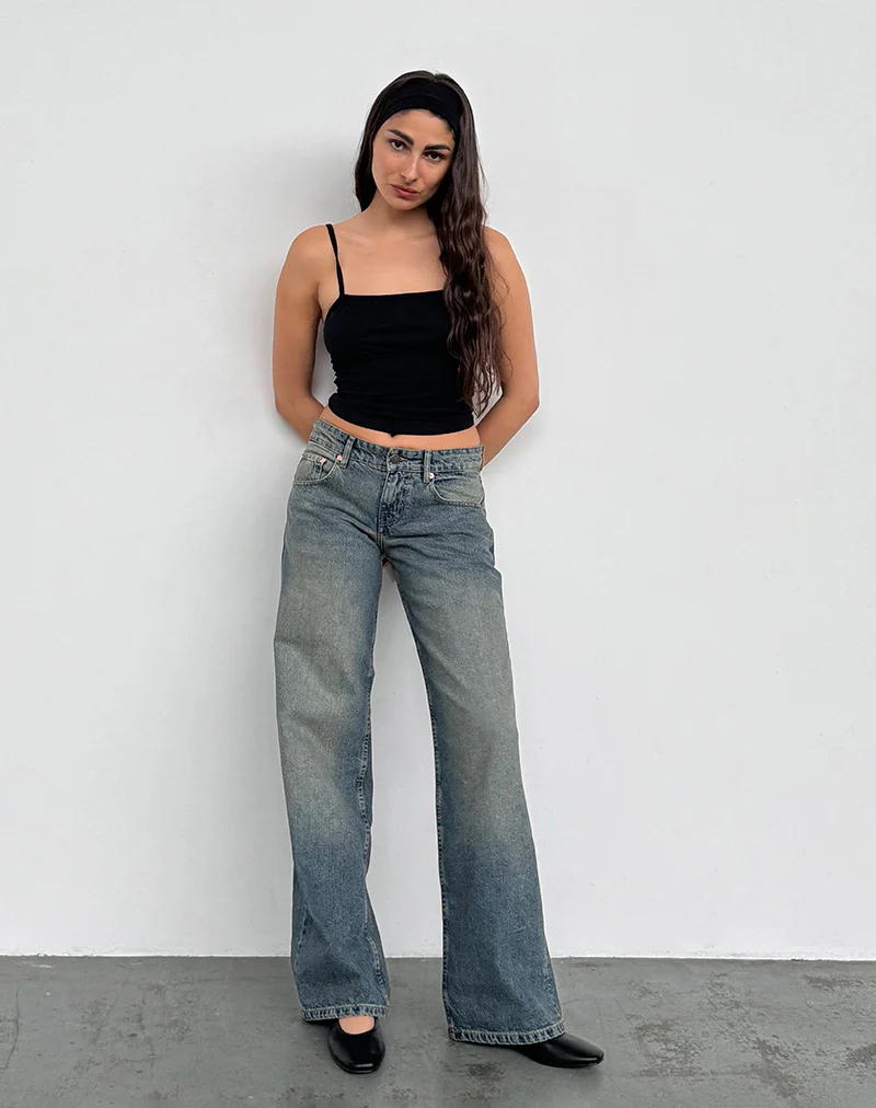 Low Rise Parallel Jeans in Extreme Blue Green - Image 4