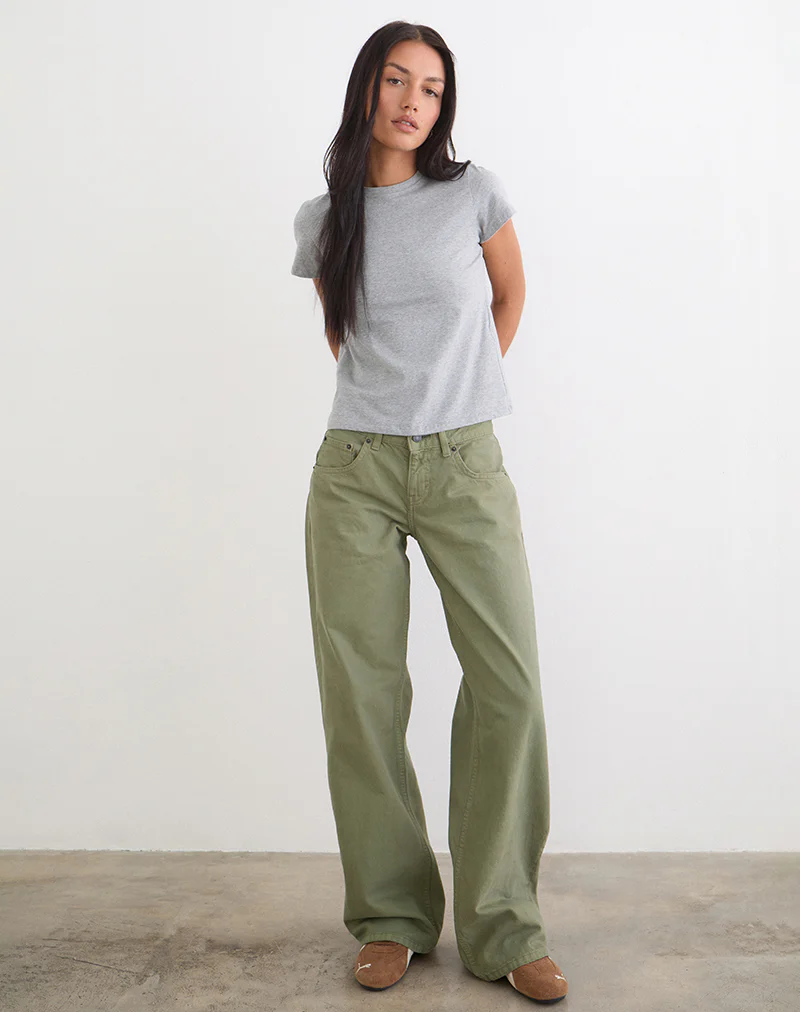 Low Rise Parallel Jeans in Fern Green - Image 4