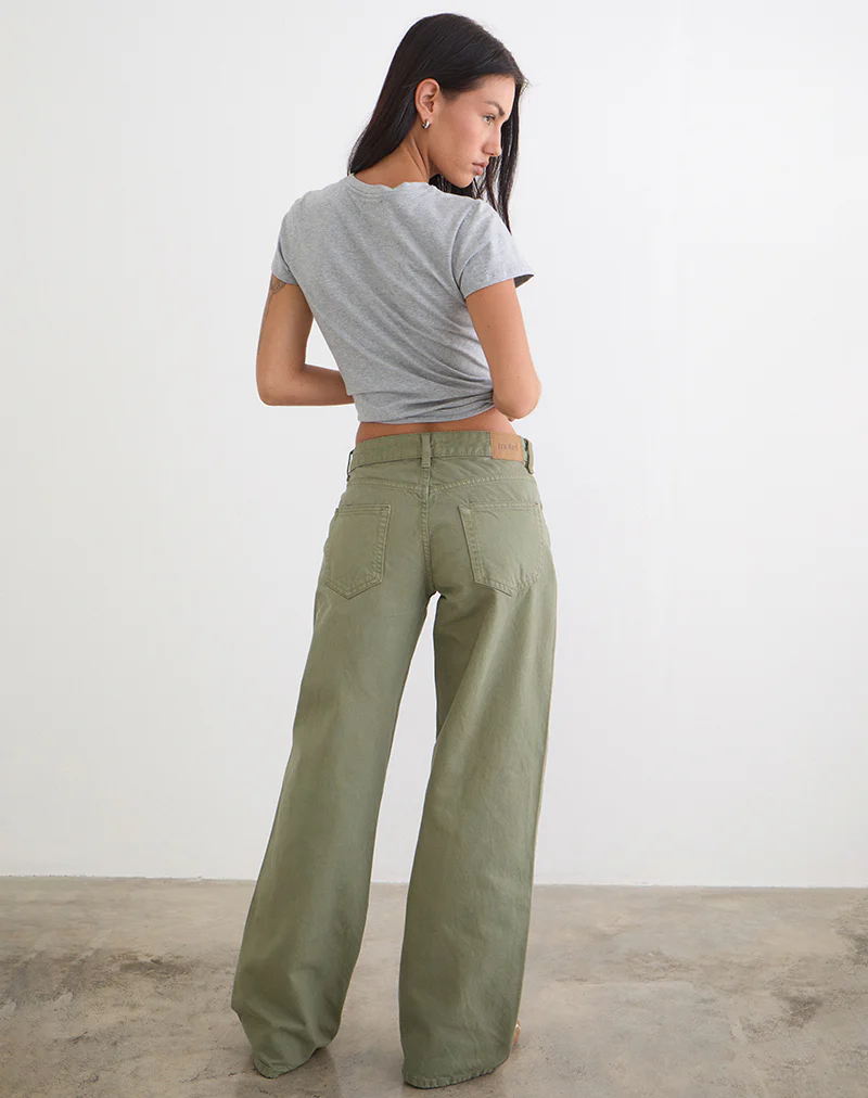 Low Rise Parallel Jeans in Fern Green - Image 6