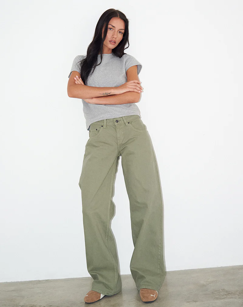 Low Rise Parallel Jeans in Fern Green - Image 7