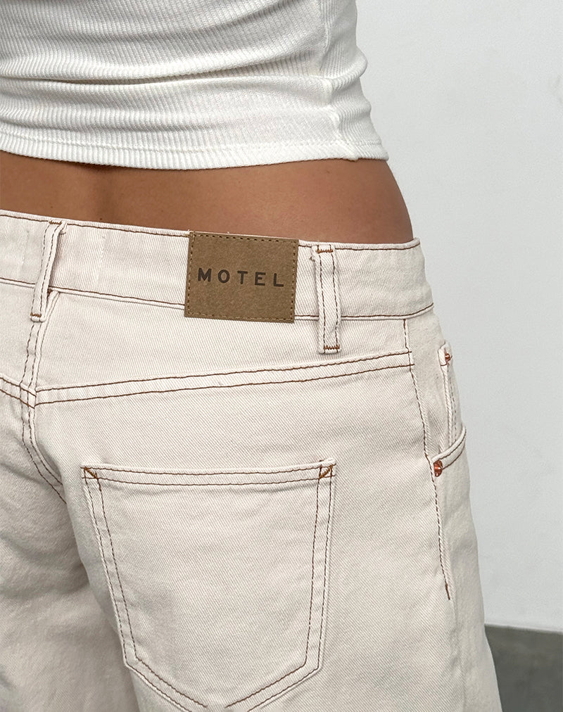 Low Rise Parallel Jeans in Off White - Image 4