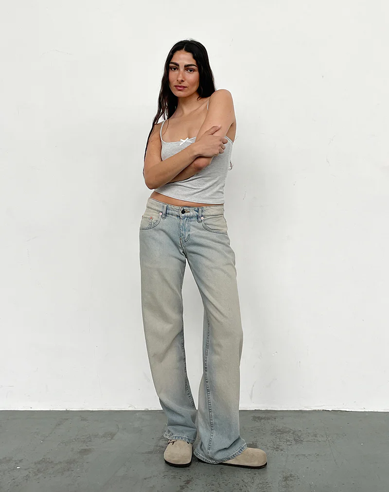 Low Rise Parallel Jeans in Sand Bleach Extreme - Image 2