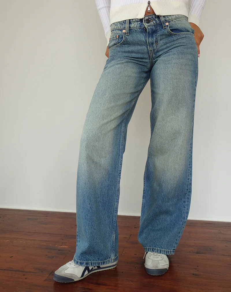 Low Rise Parallel Jeans in Sea Green - Image 3