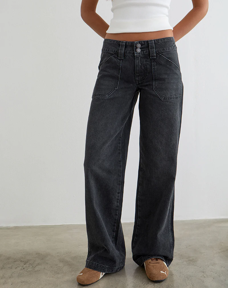 Low Rise Relaxed Cargo Jeans in Vintage Black - Image 2