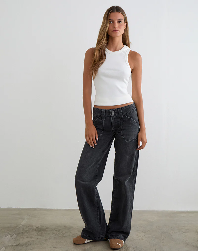 Low Rise Relaxed Cargo Jeans in Vintage Black - Image 4