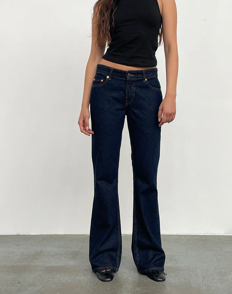 Rigid Low Rise Flare Jeans In Indigo - Image 5