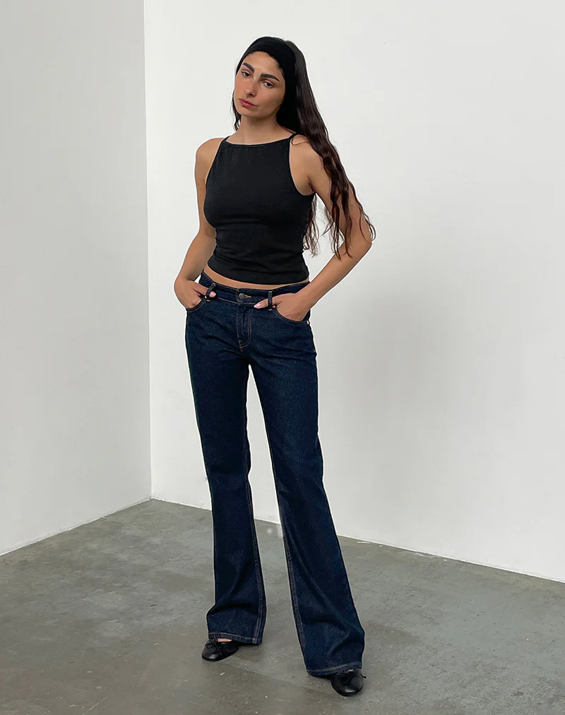 Rigid Low Rise Flare Jeans In Indigo - Image 6