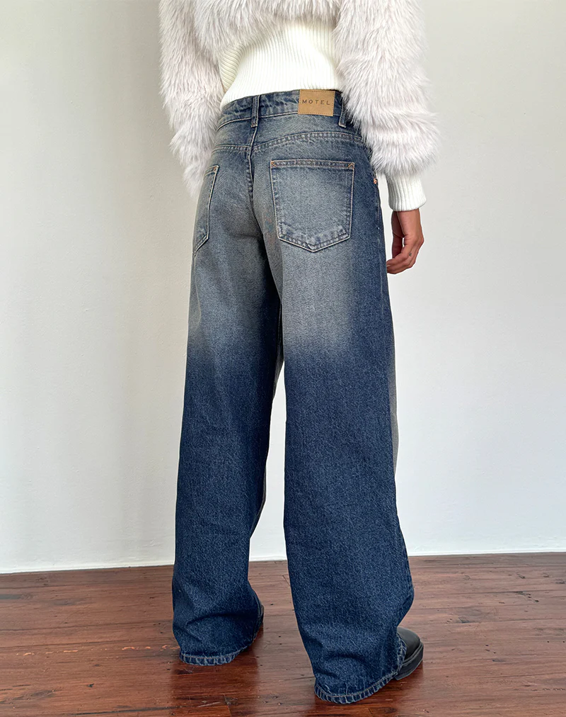 Roomy Extra Wide Low Rise Jeans in Amber Wash - Image 3