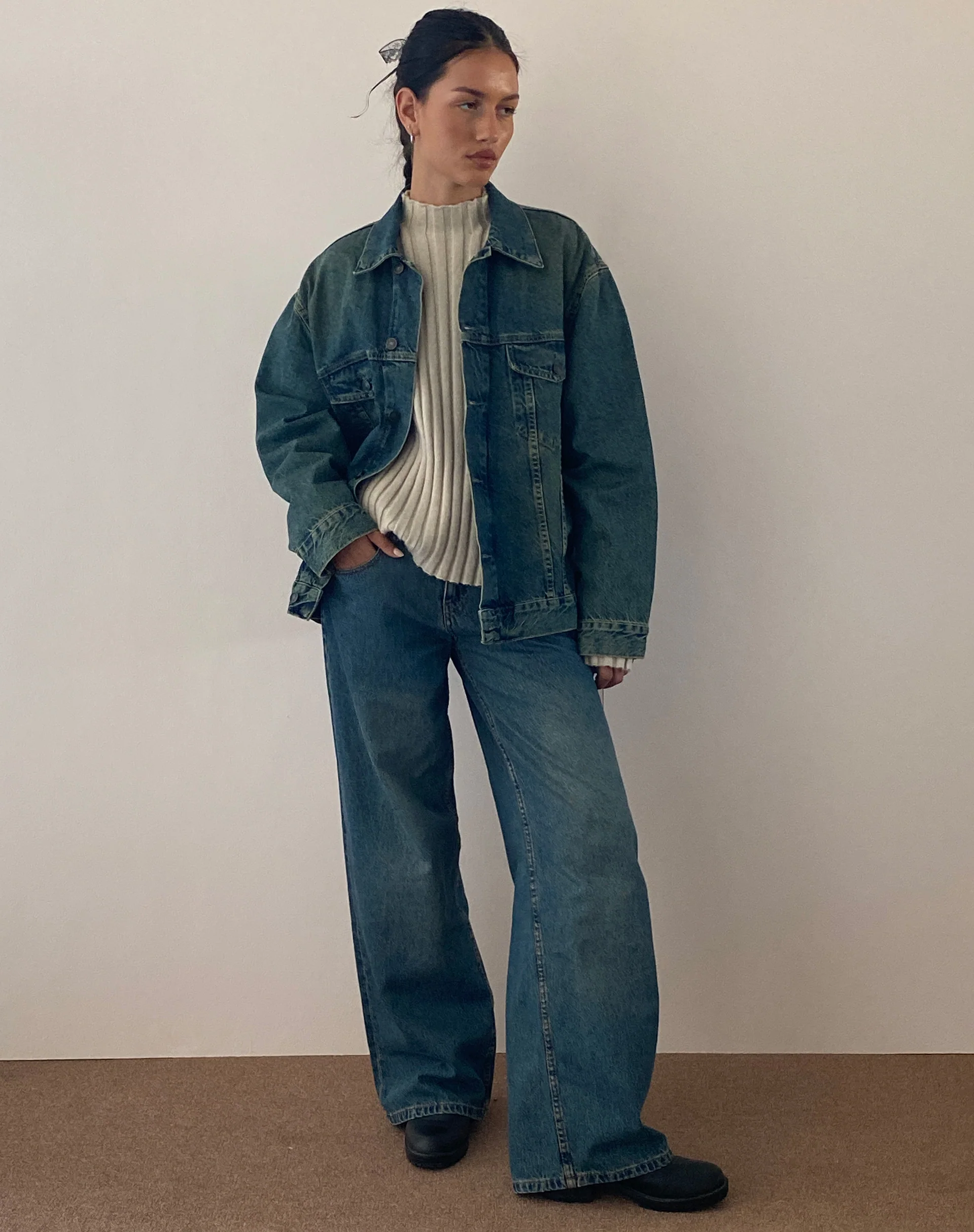 Roomy Extra Wide Low Rise Jeans in Brown Blue Acid - Image 7