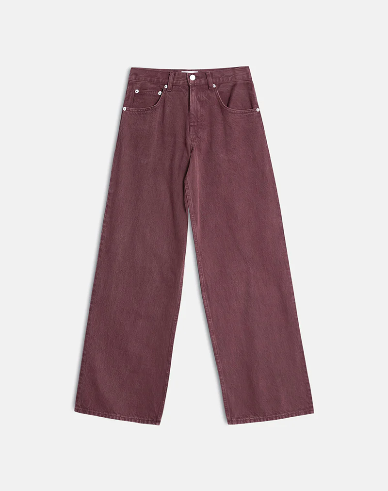 Low Rise Roomy Jeans in Burgundy - Image 5
