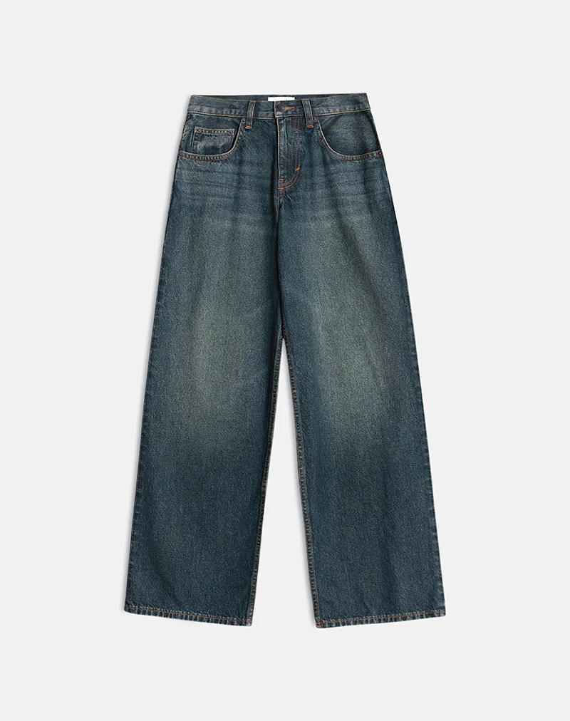 Low Rise Roomy Jeans in Dirty Green - Image 3