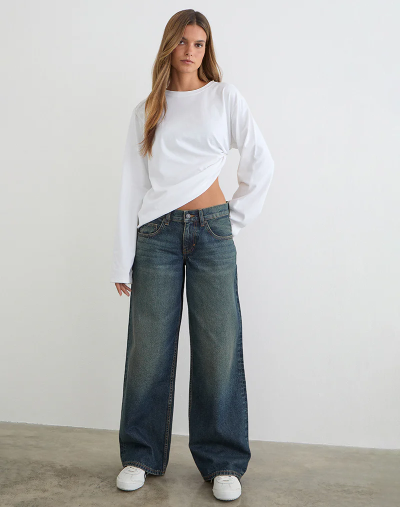 Low Rise Roomy Jeans in Dirty Green - Image 6