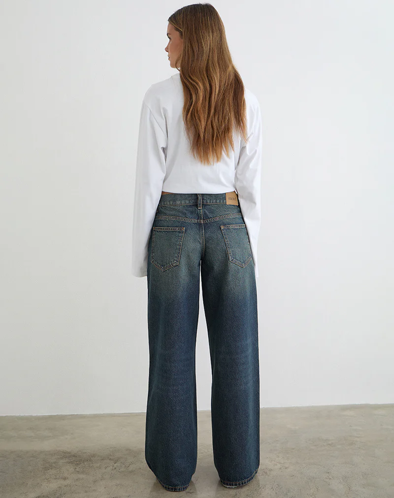 Low Rise Roomy Jeans in Dirty Green - Image 7