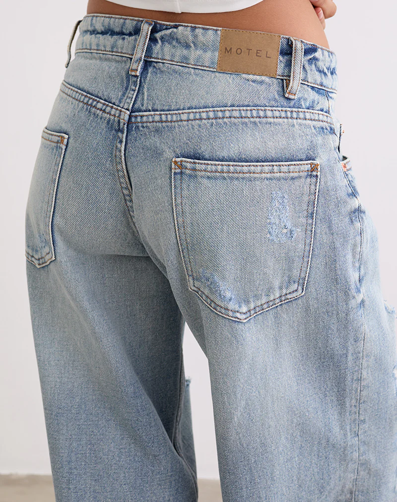 Low Rise Roomy Jeans in Extreme Rip Vintage Blue - Image 7