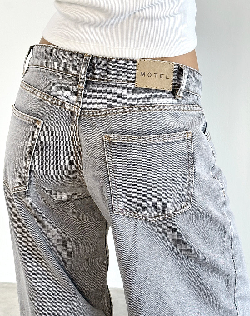 Roomy Extra Wide Low Rise Jeans in Grey Wash - Image 3