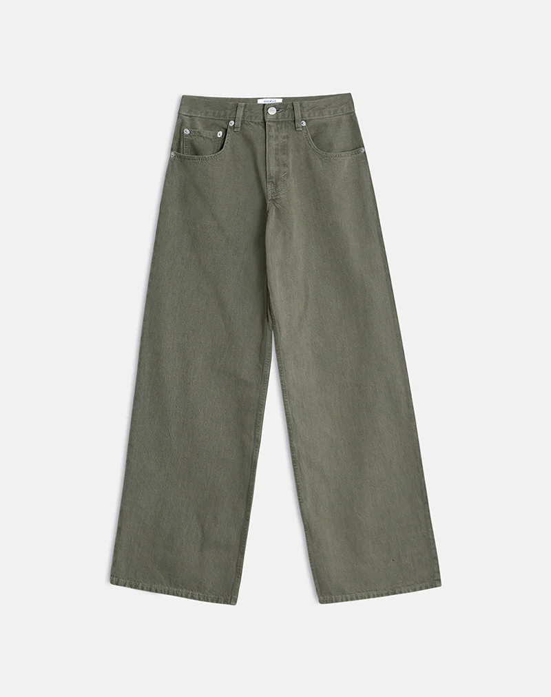 Low Rise Roomy Jeans in Olive - Image 4