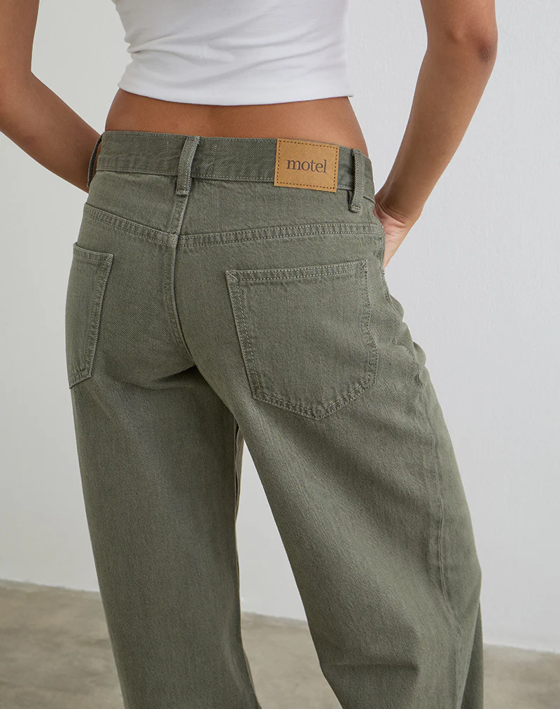Low Rise Roomy Jeans in Olive - Image 5