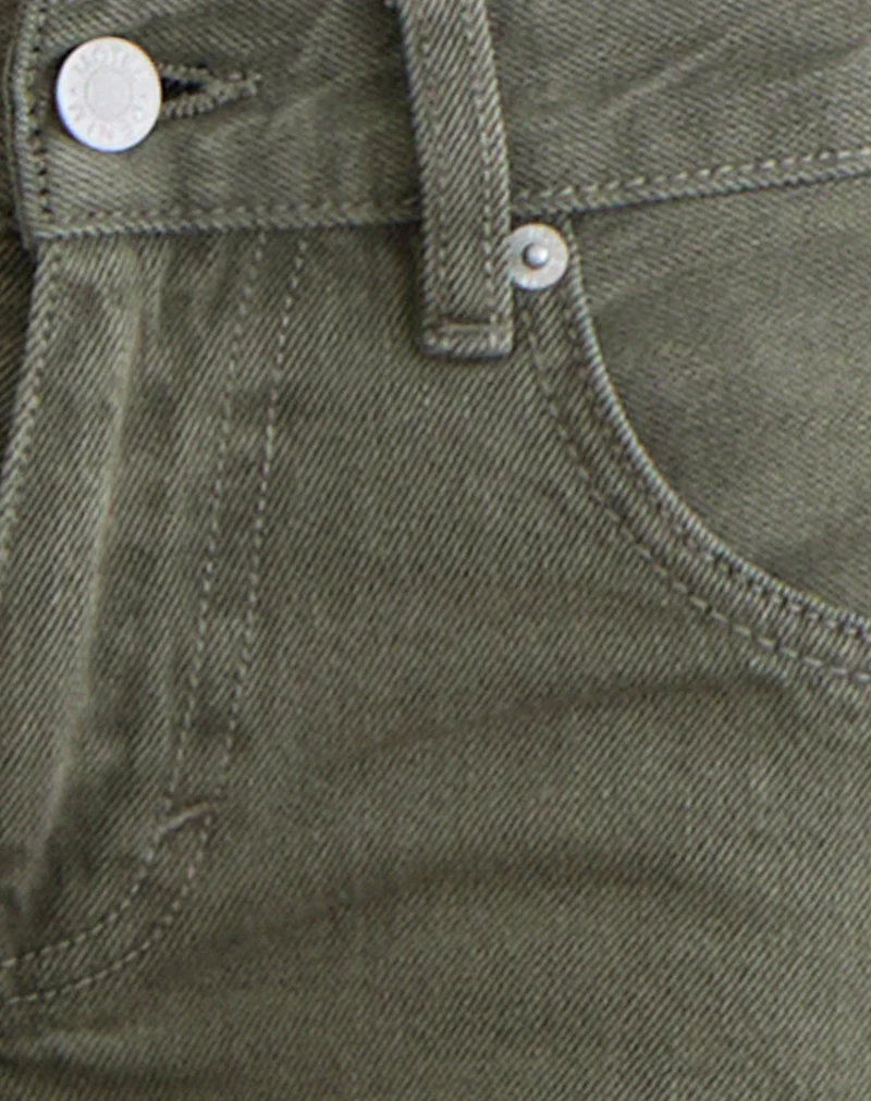 Low Rise Roomy Jeans in Olive - Image 7