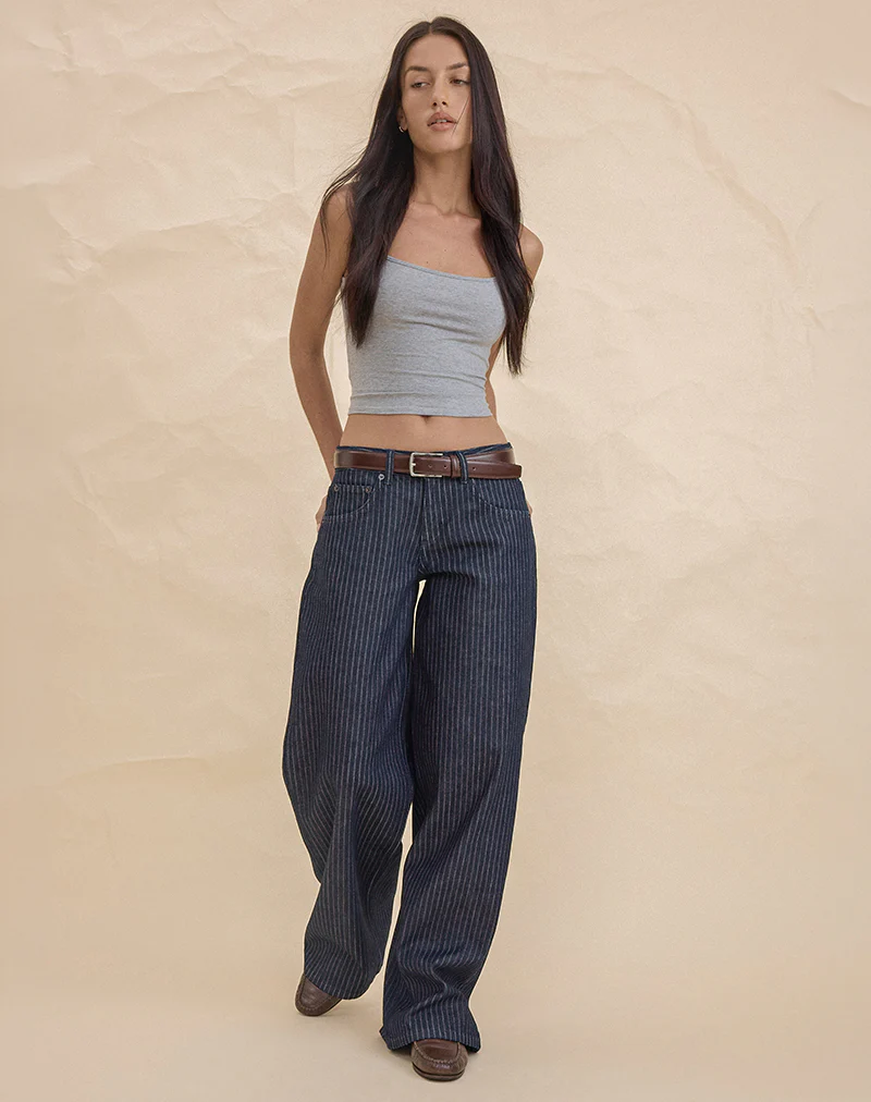 Low Rise Roomy Jeans in Stripe Indigo - Image 2