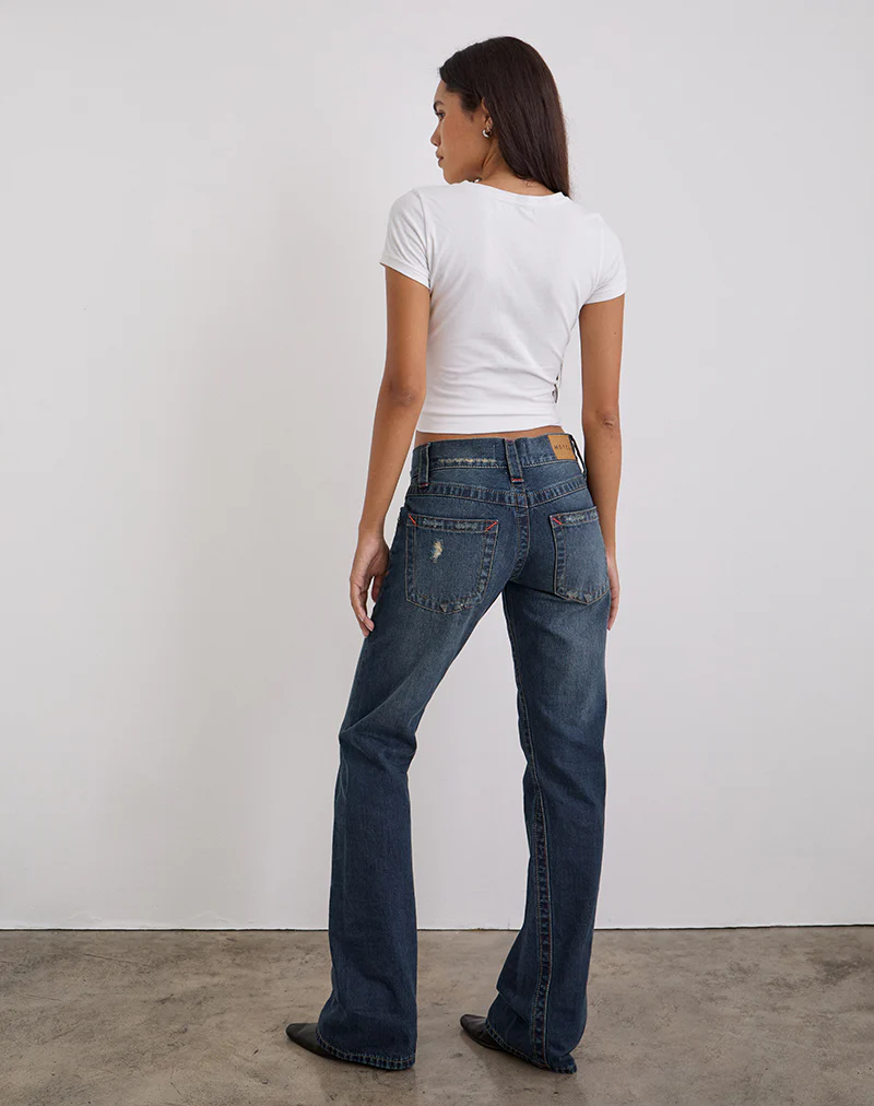 Low Rise Twisted Seam Jeans In Mid Blue Tint - Image 7