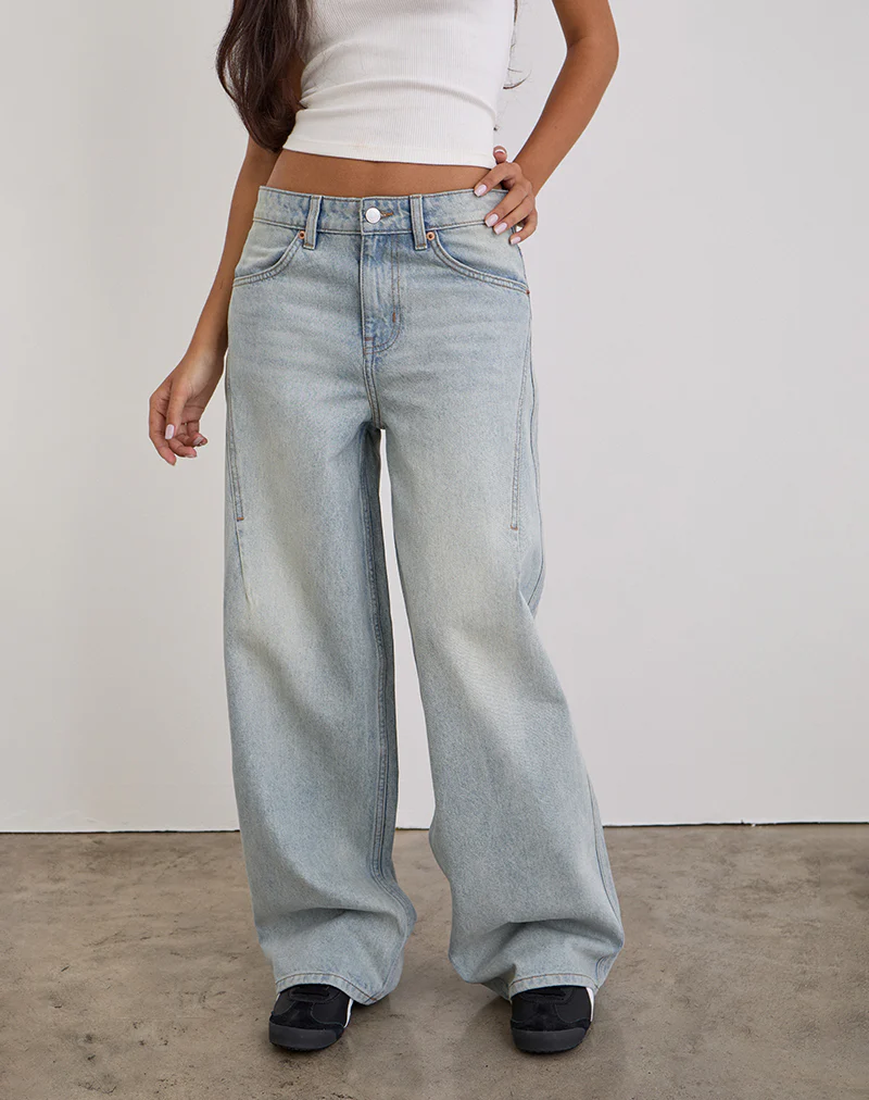 Low Slung Roomy Jeans in Breeze Blue Wash - Image 2