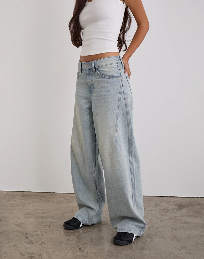Low Slung Roomy Jeans in Breeze Blue Wash - Image 3