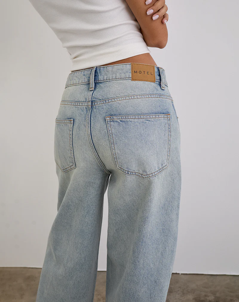 Low Slung Roomy Jeans in Breeze Blue Wash - Image 5