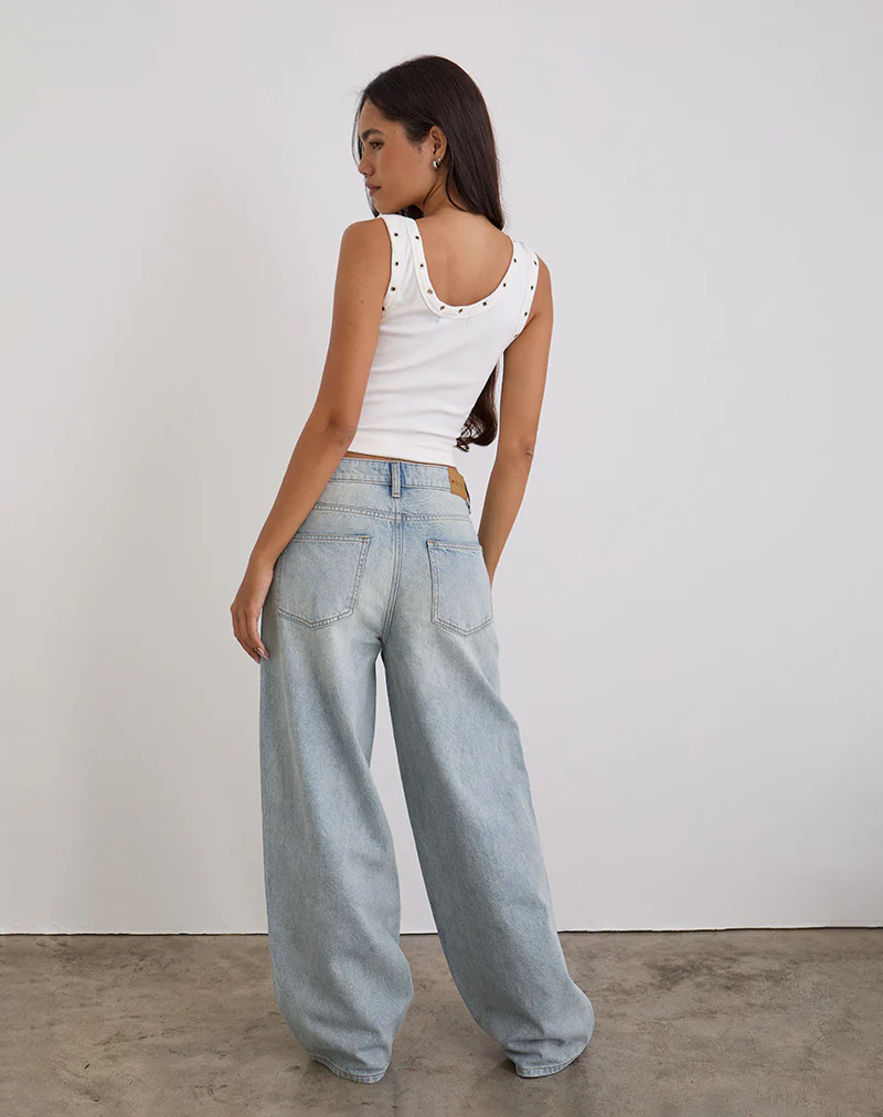 Low Slung Roomy Jeans in Breeze Blue Wash - Image 6