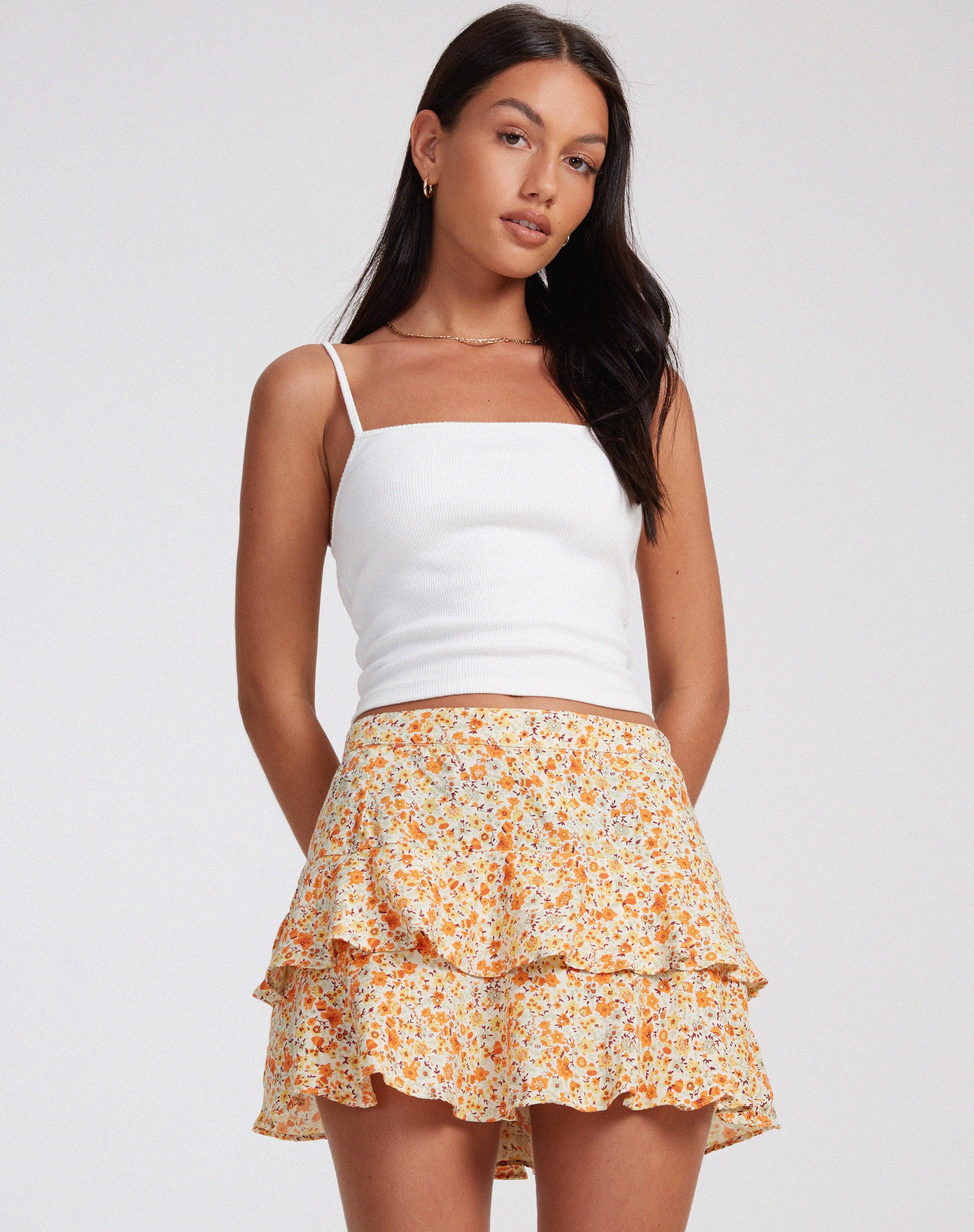 Lowisa Mini Skirt in Ditsy Tangerine - Image 3
