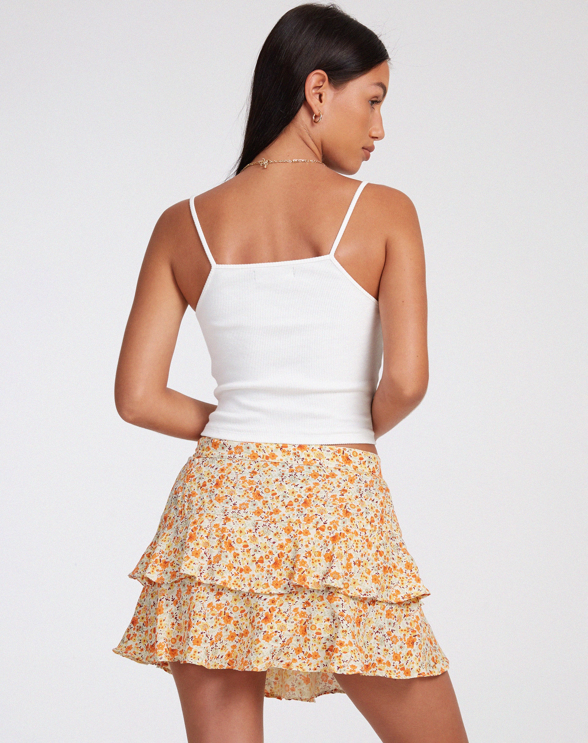 Lowisa Mini Skirt in Ditsy Tangerine - Image 4