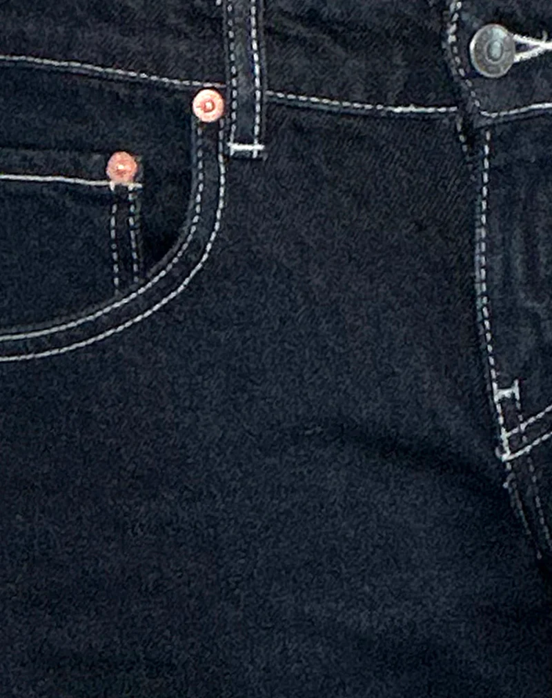 Low Rise Parallel Jeans in Indigo with Contrast Stitch - Image 6
