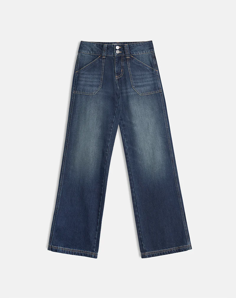 Low Rise Relaxed Cargo Jeans in Mid Blue Tint - Image 5